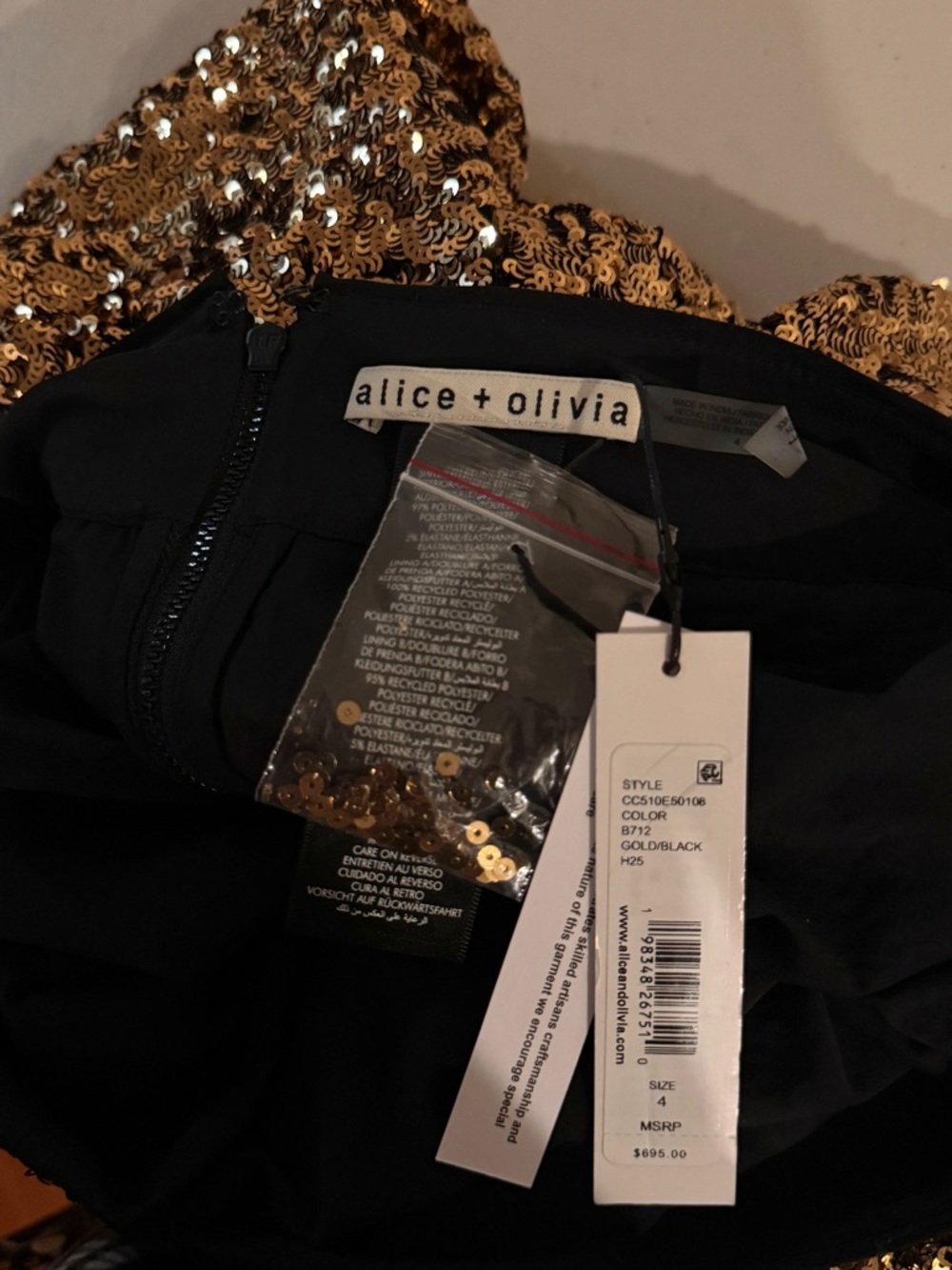 Alice + Olivia Gold and Black Sequin Trousers - Picture 5 of 5